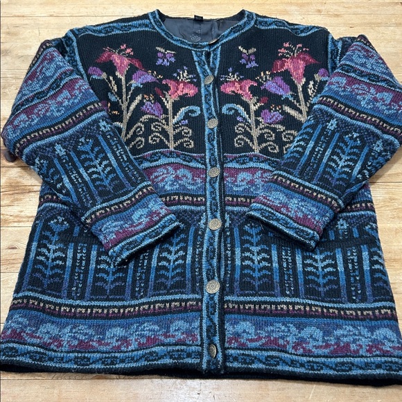 Icelandic Design Fair Isle Knit Cardigan Sweater - Picture 9 of 11